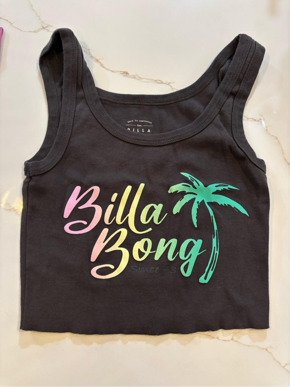 Billabong Black Palm Logo Crop Tank